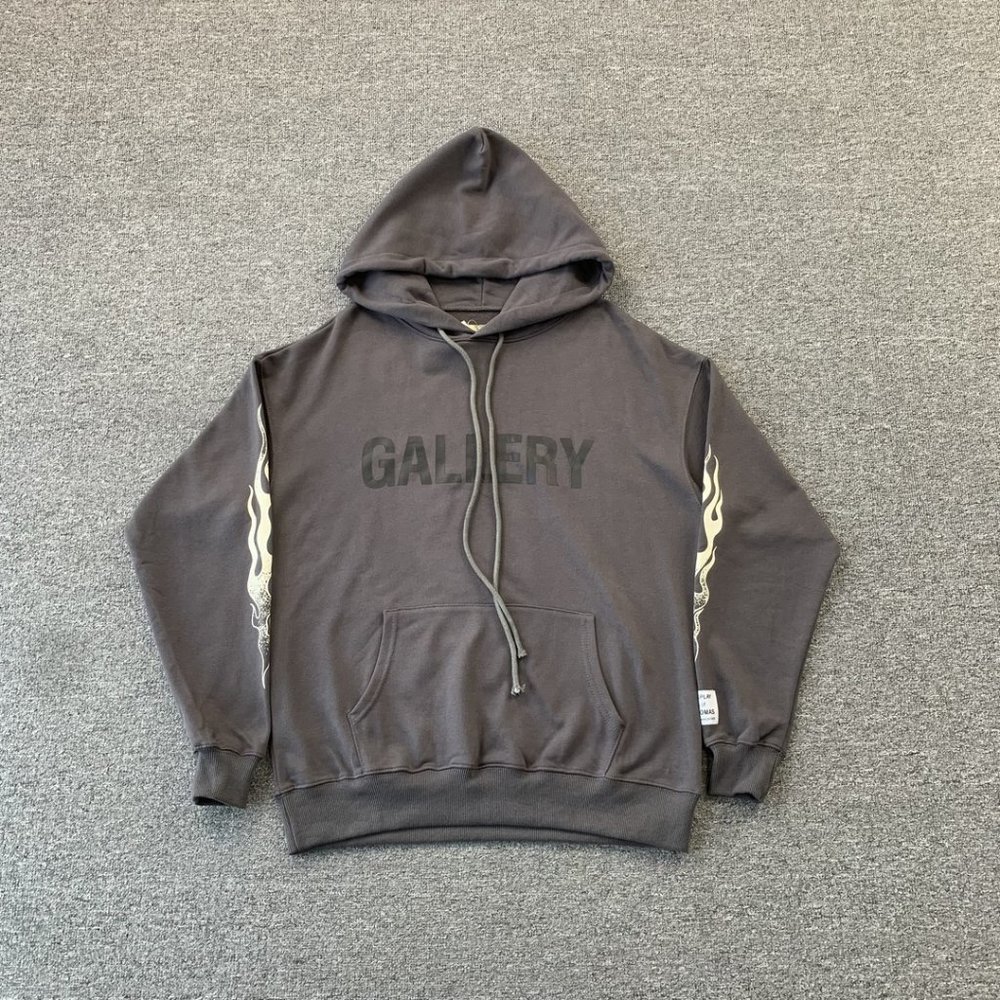 Gallery gray long-sleeved sweater flame mountain graffiti letter print